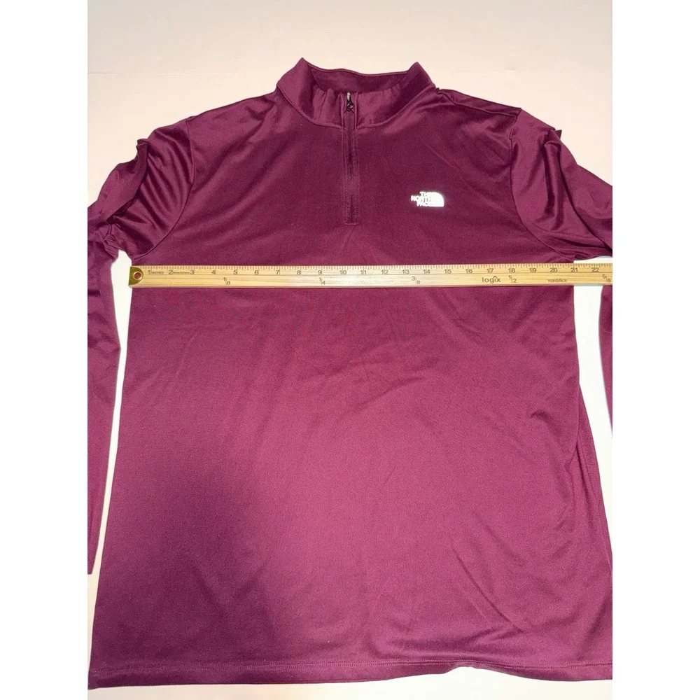 The North Face Men Pullover Large Quarter Zip Burgundy Long Sleeve Athletic Gym